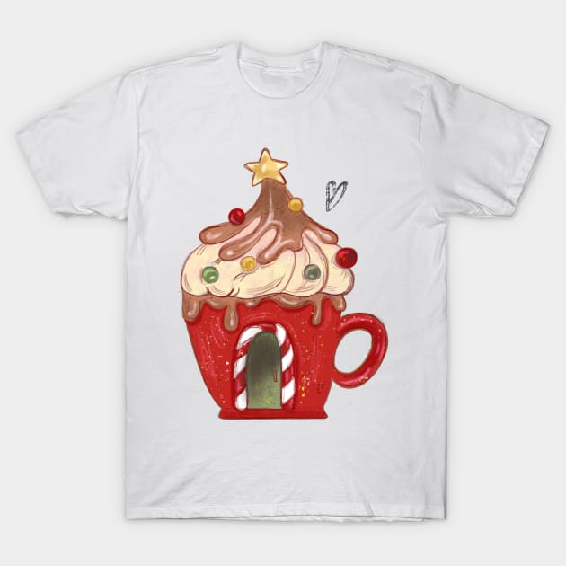 Christmas Coffee Cup T-Shirt by Carriefamous